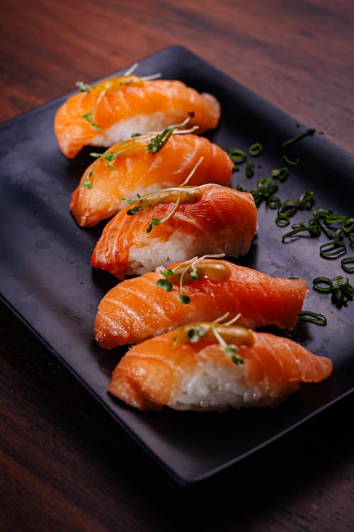 Fresh Salmon Nigiri at Zipang Sushi Vancouver